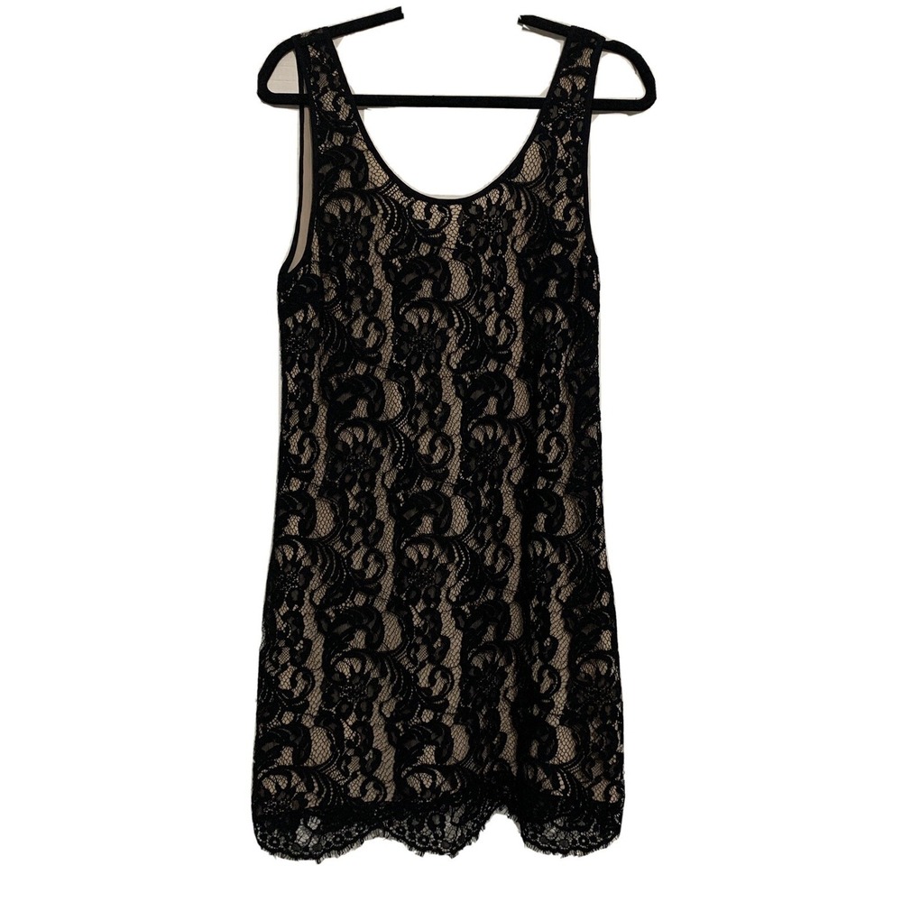 WILFRED Dress Womens Medium Black Floral Lace Dress Party Lined‎